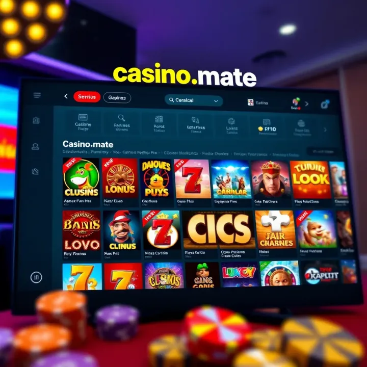 Overview of casino.mate interface displaying a variety of casino games on screen