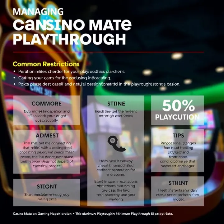 Visual guide displaying common restrictions and tips for managing casino playthrough conditions effectively