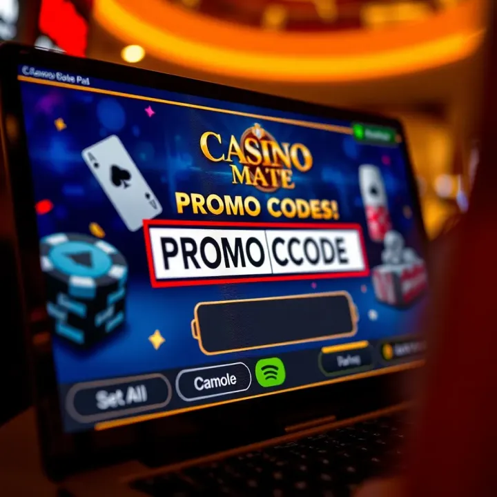 Illustration showing a digital casino interface with highlighted promo code entry field