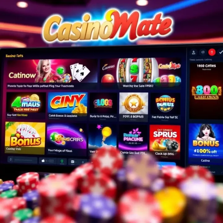 Colorful digital casino interface showcasing various bonus offers and promotions