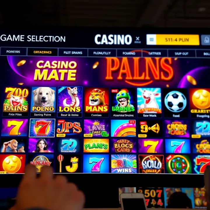 A vibrant online casino interface displaying a variety of pokies and table games