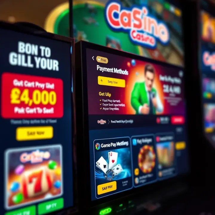 Secure payment options and promotional bonus offers displayed on a digital gambling platform