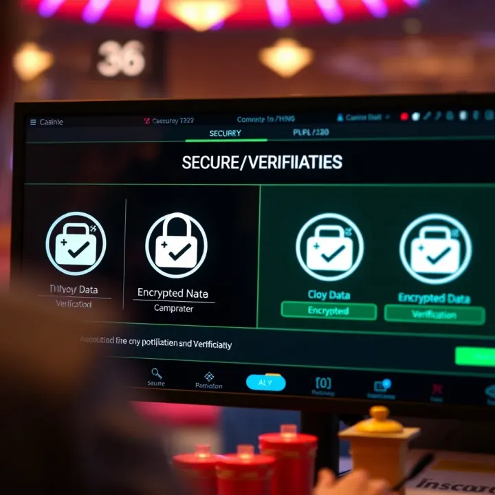 Secure digital interface displaying encrypted data and verification checkmarks