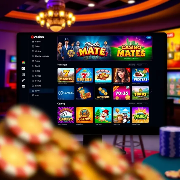 User interface showcasing games and navigation options on Casino Mate platform