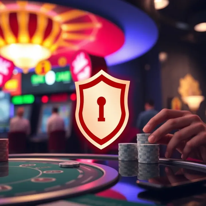 Security shield icon representing safety measures during online casino transactions
