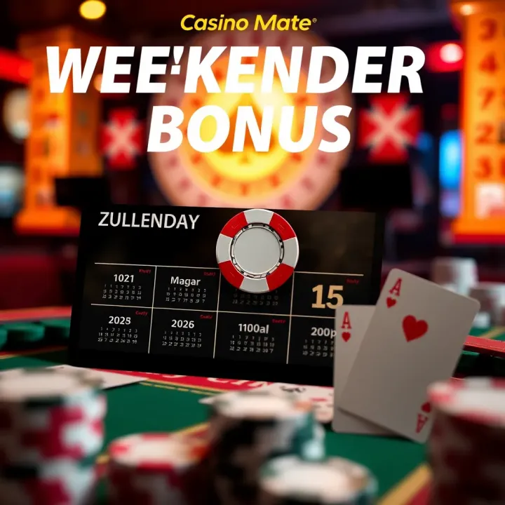 Illustration showing a weekend calendar marked with a casino chip and playing cards
