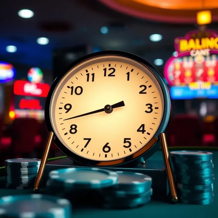 Illustration of a clock with arrows depicting withdrawal wait times in an online casino context