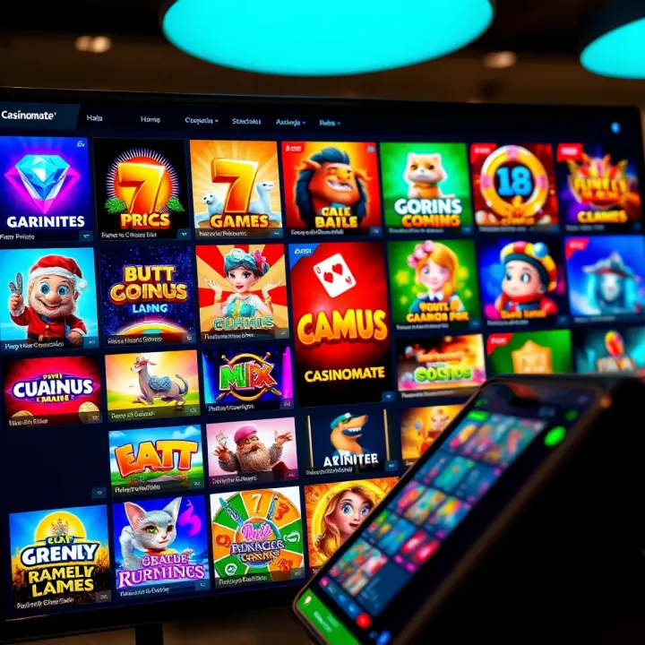 Wide selection of online casino games displayed on a vibrant digital platform