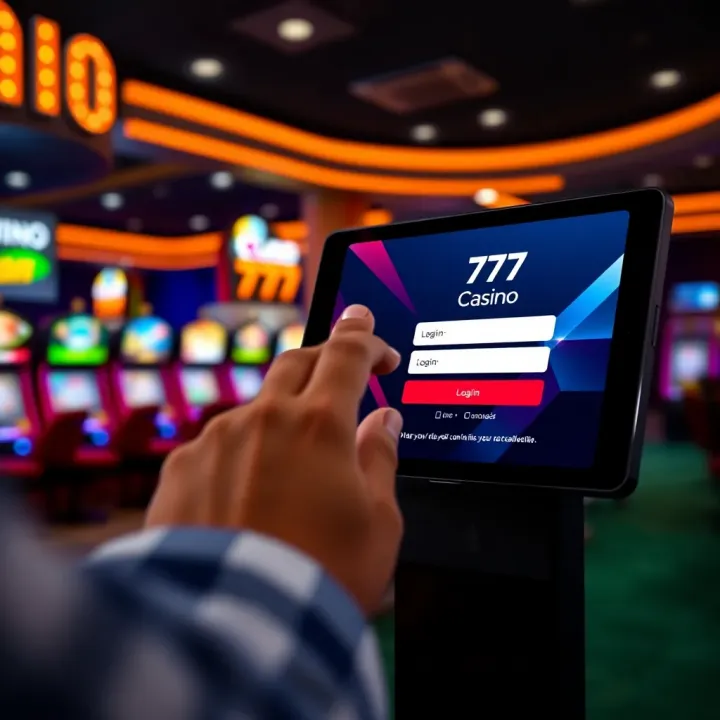 User engaging with Class 777 Casino login screen on a digital device