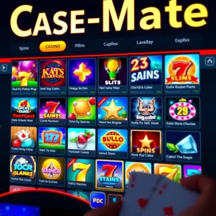 Colourful casino interface displaying a variety of slot games and card games available on the platform