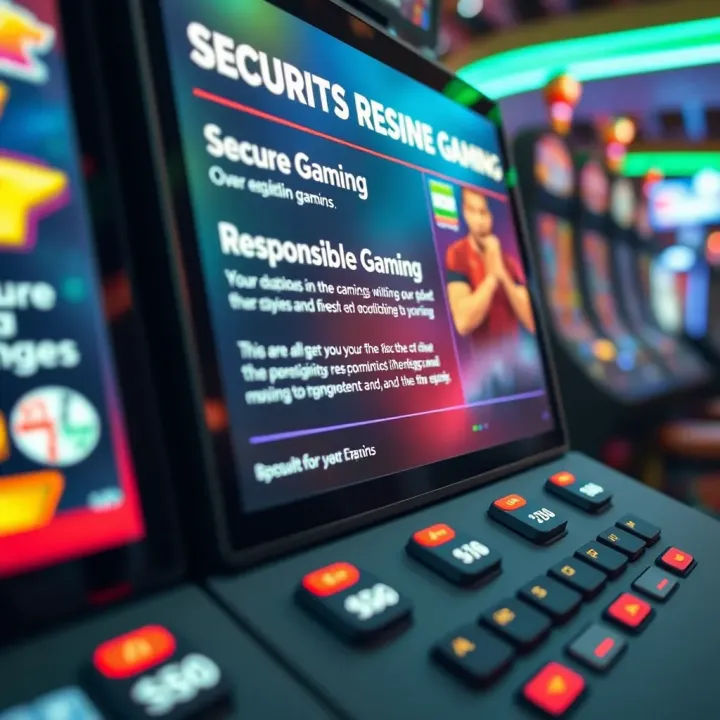 Secure online gaming interface with responsible gaming tips displayed