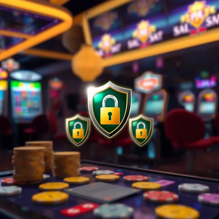 Secure mobile gaming environment showcasing encryption and privacy shield icons