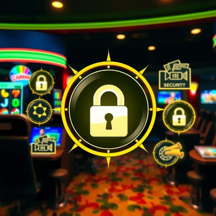 Safe online casino environment with secure login and responsible gaming icons