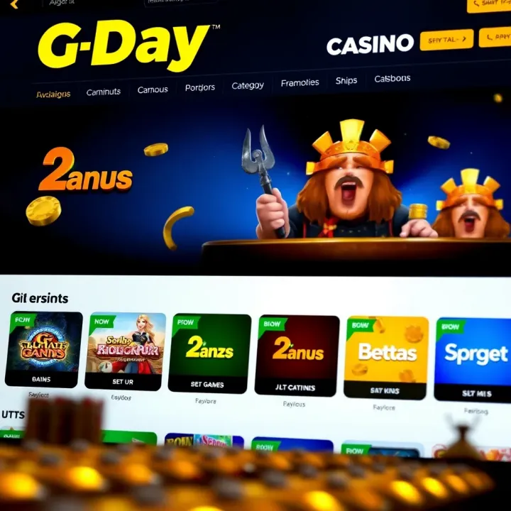 User interface of an online casino showing game categories and bonus offers