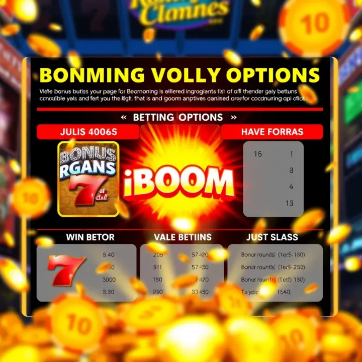 Graphical representation of bonus rounds and betting options available on the i_Boom slot game