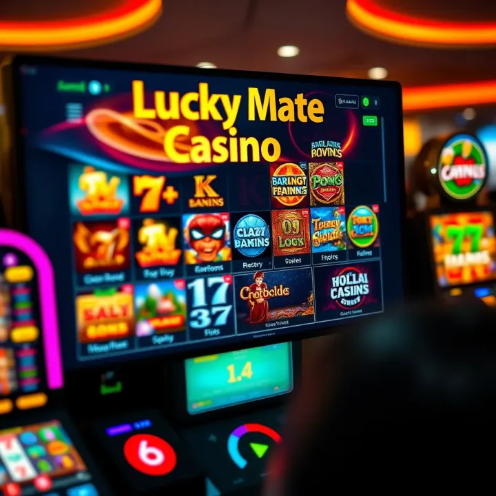 Online casino games screen showing various slot machines and card games accessible with bonus credits