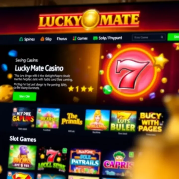 Lucky Mate Casino homepage showcasing vibrant slot games and user-friendly navigation