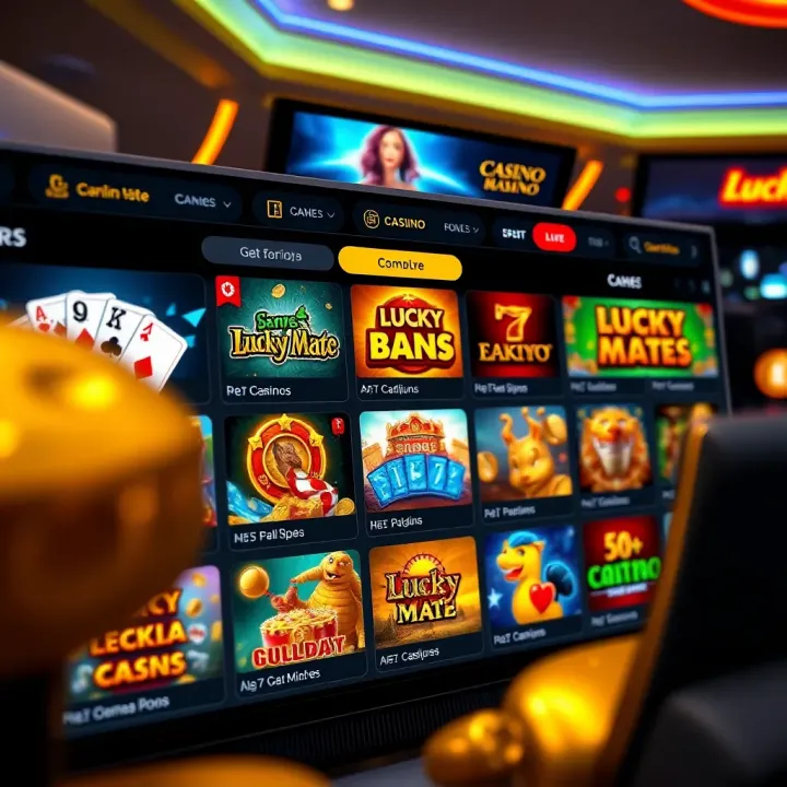 Interface showing various casino games available for real money play on Lucky Mate Casino platform