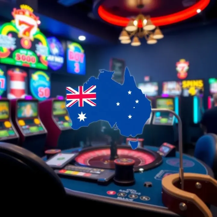 Illustration showing secure online casino environment with Australian flag symbol