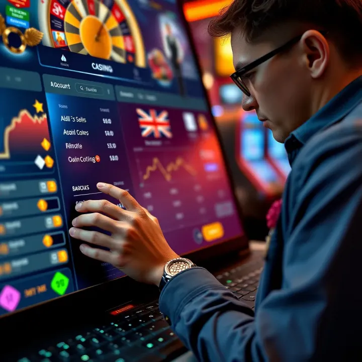 Illustration of an Australian player managing account settings on a digital casino dashboard