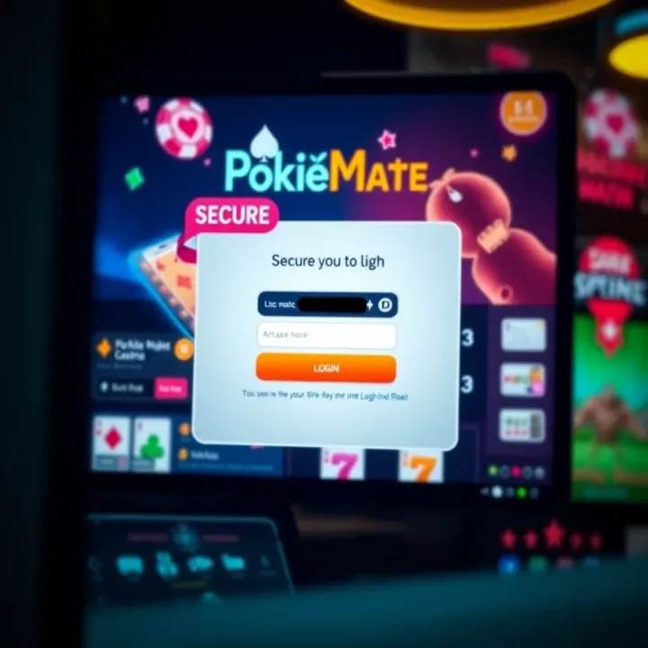 Secure login interface for Pokie Mate Casino through Login Roo platform