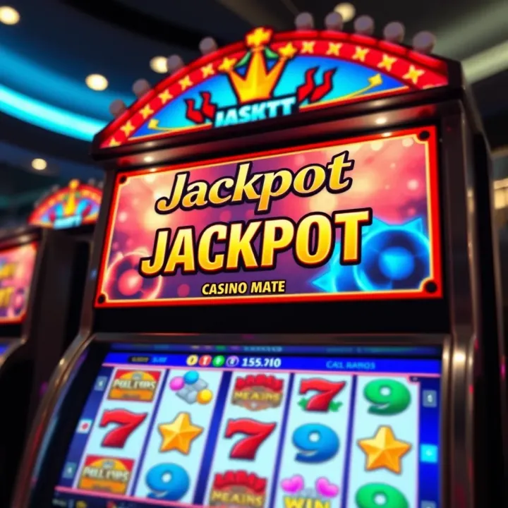 Brightly lit online slot game screen showing jackpot win notification