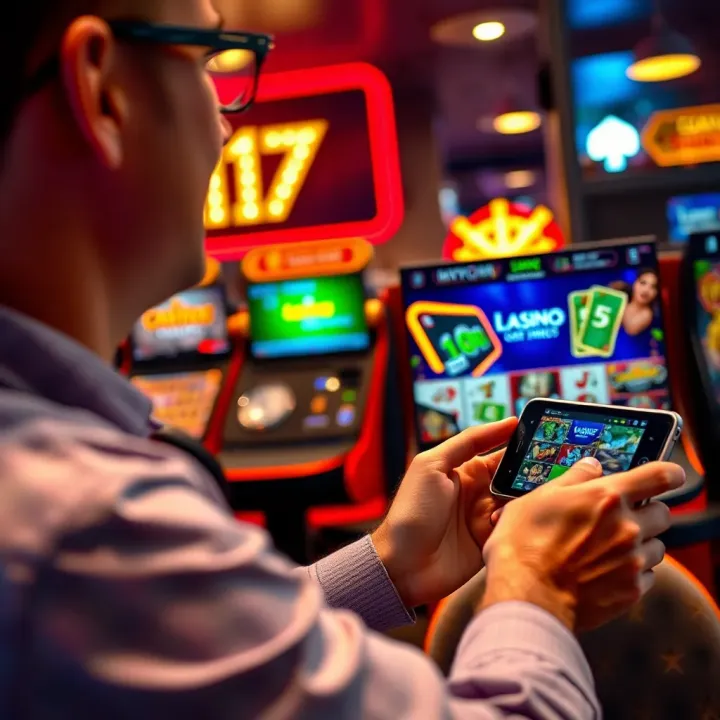 Australian player enjoying a variety of online casino games on a digital device
