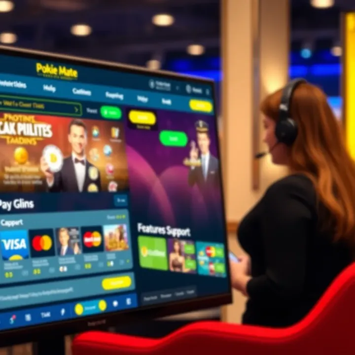 User-friendly casino website interface showing payment options and support chat
