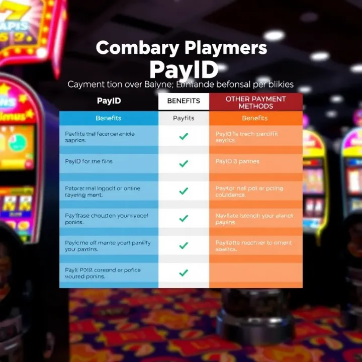 Comparison chart showing benefits of PayID versus other payment methods for online pokies