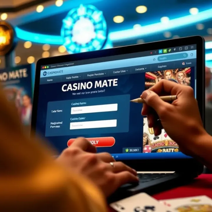 User filling out an online registration form on Casino Mate website