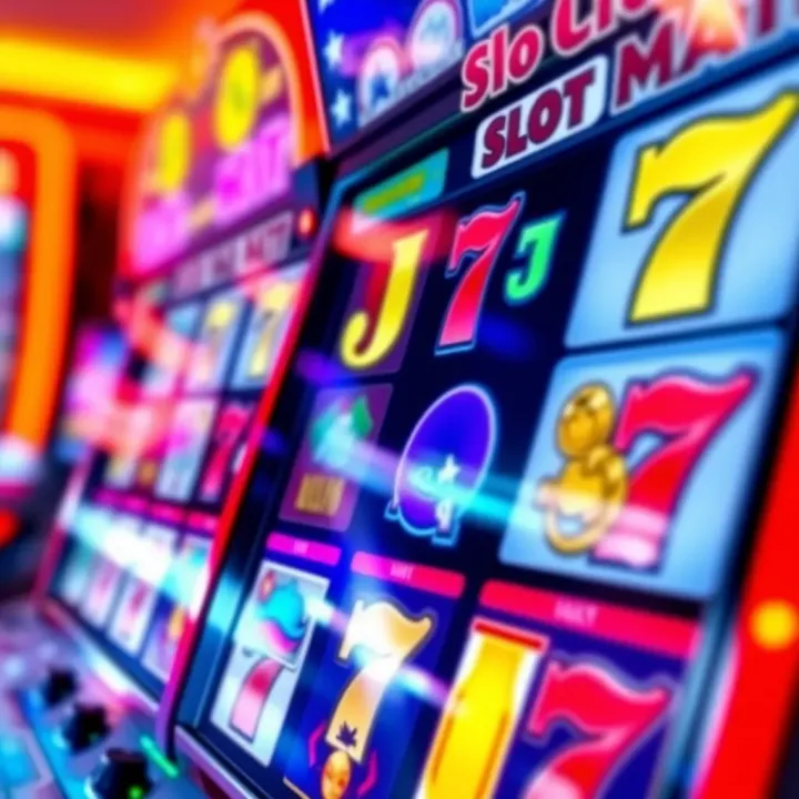 Colorful slot machine reels showing winning combinations and bright symbols