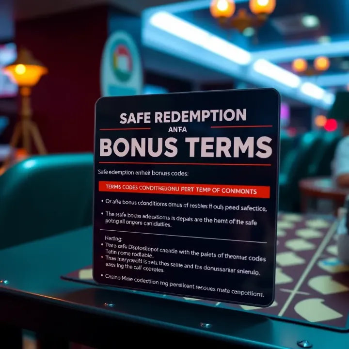 Graphic showing safe redemption of bonus codes with terms and conditions highlighted