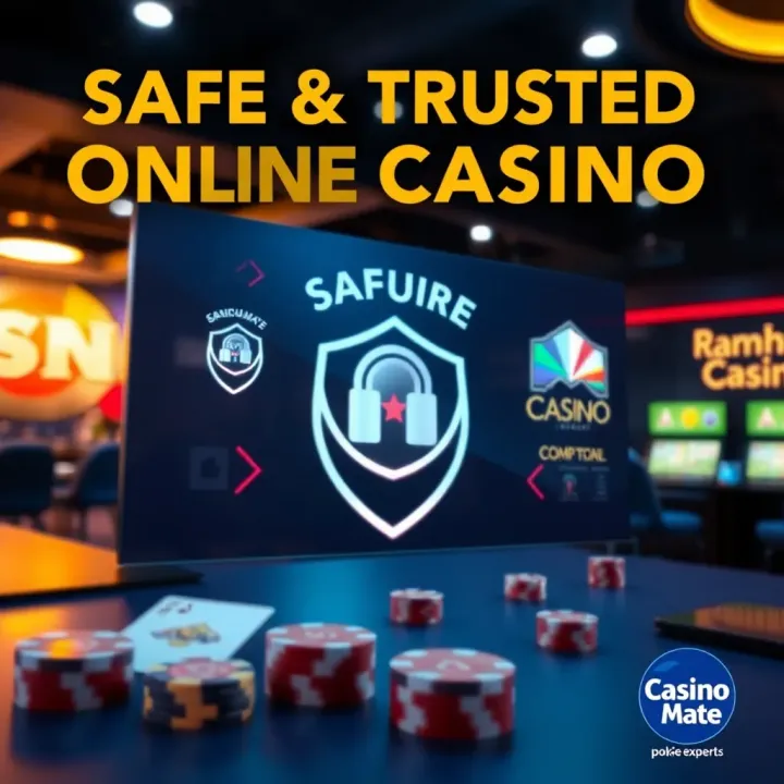 Graphic depicting a secure online casino environment with symbols of safety and trust for Australian users