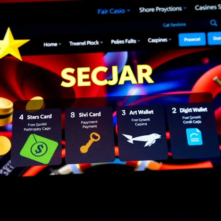 Secure payment options icons including credit card and digital wallet on a casino website