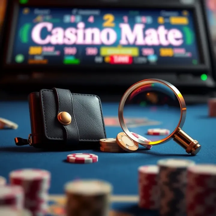 Graphic illustrating tips for selecting and applying Casino Mate bonus codes effectively with wallet and magnifying glass icons