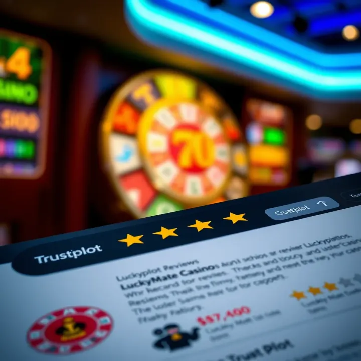 Trustpilot review section highlighting user ratings and feedback for Lucky Mate Casino