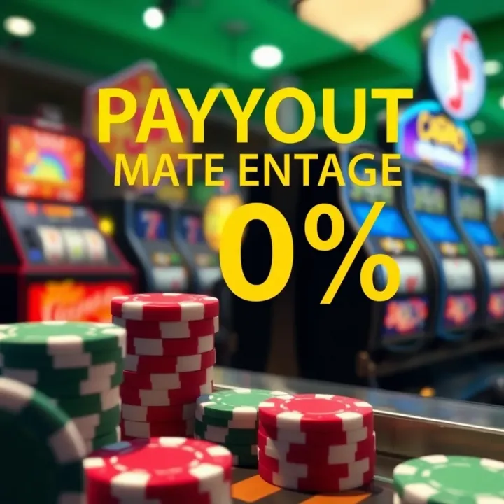 Illustration showing payout percentage concept with casino chips and slot machine