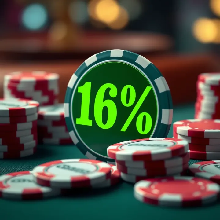 Graphic showing casino chips and a percentage symbol representing promotional offers and bonuses