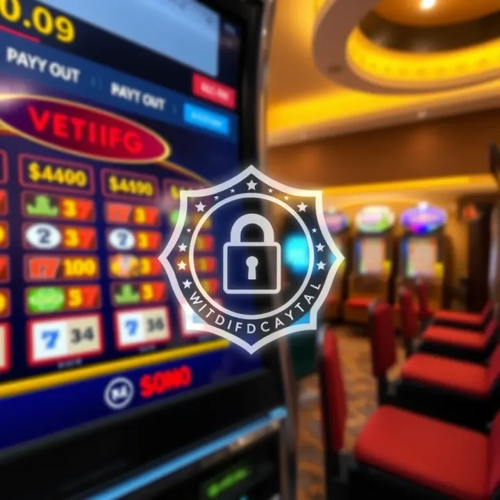 Graphic showing a secure verification badge overlaid on a casino payout screen