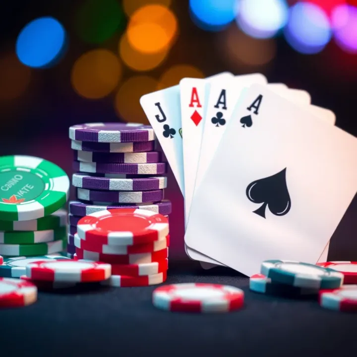 Colorful casino chips and playing cards representing bonus rewards