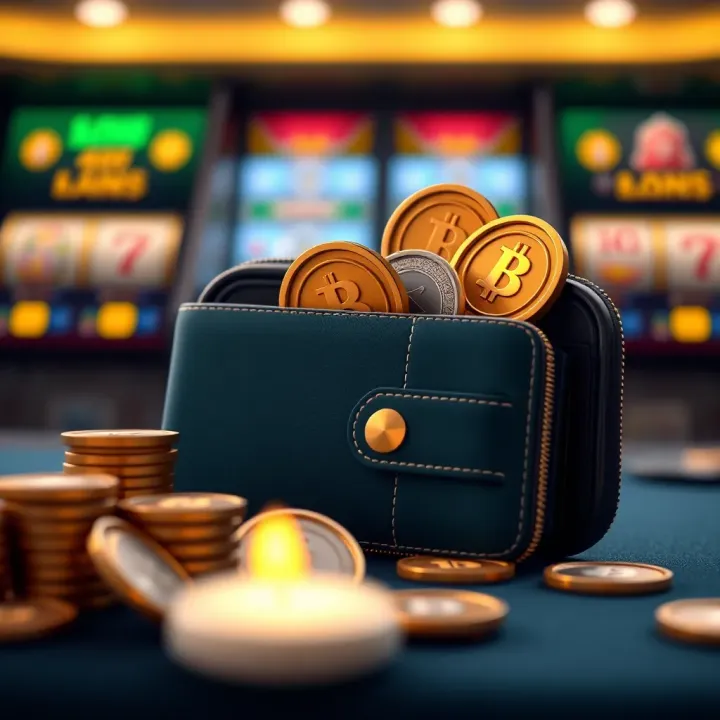 Graphic showing a digital wallet with coins and bonus tokens representing no deposit sign up rewards
