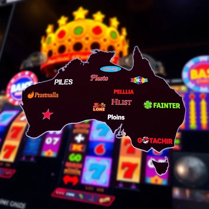 Map of Australia highlighting popular online pokies platforms