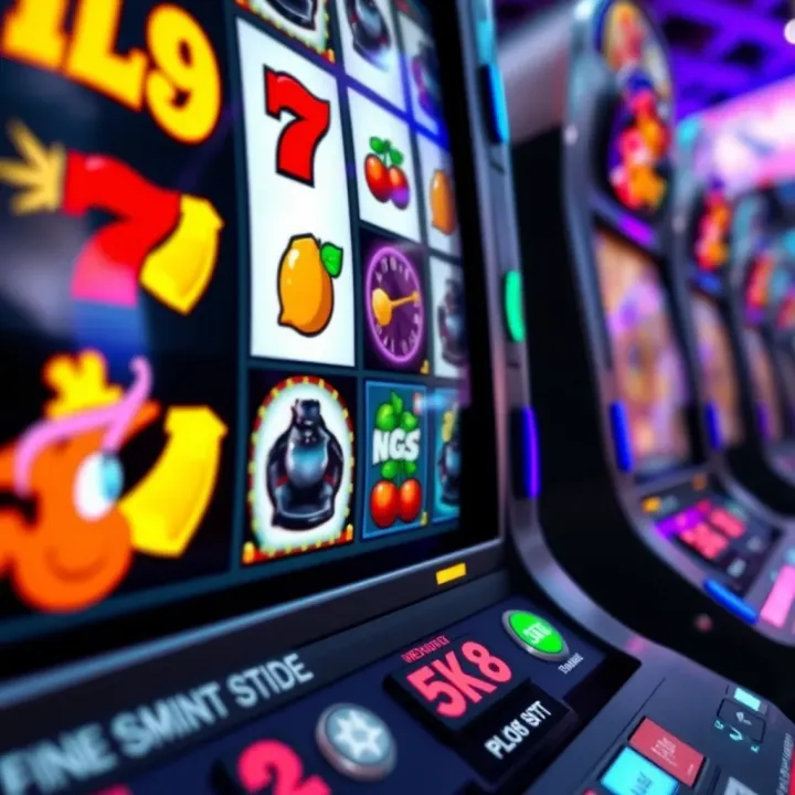 Online slot machine interface with colorful reels and bonus symbols