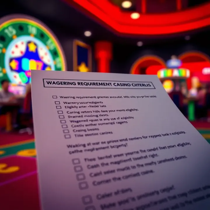 Illustration of a checklist highlighting wagering requirements and eligibility criteria