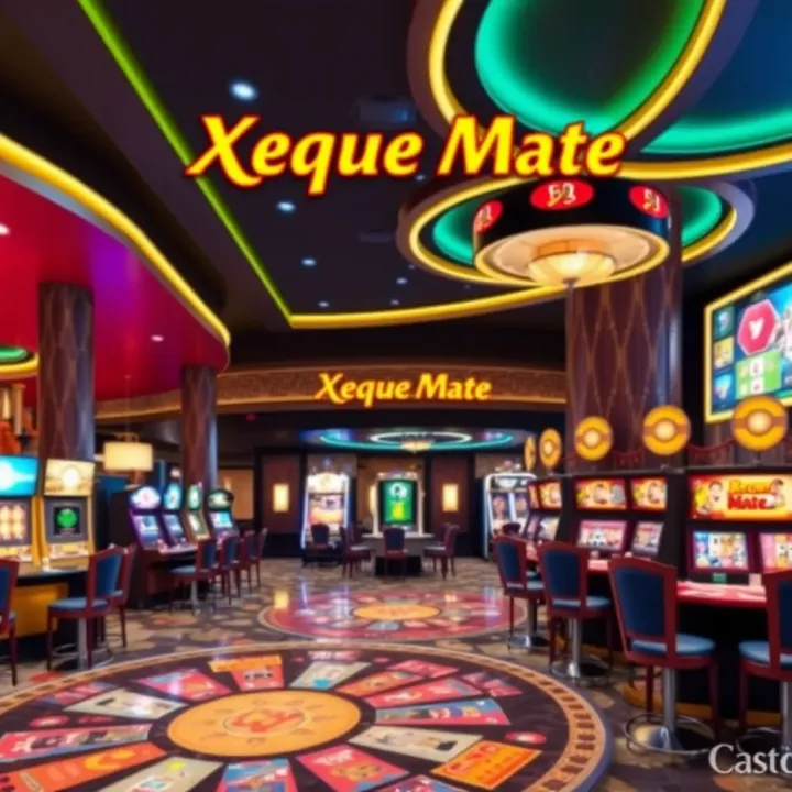 Entrance and vibrant gaming area at Xeque Mate Casino Lisboa
